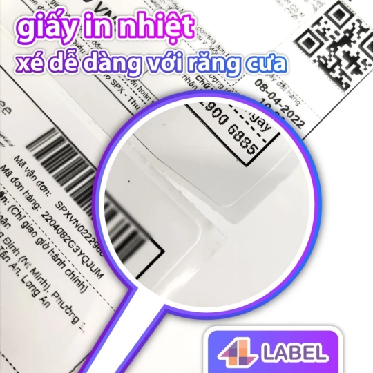 Giấy In Nhiệt 80x80 mm dạng cuộn, in tem GHN, GHTK, Có keo sẵn, tem vận chuyển 8*8, decal nhiệt 80*80, giấy in tem 8x8
