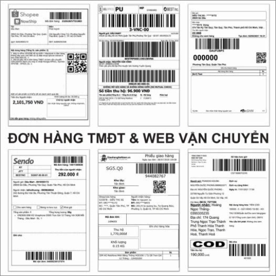 Giấy in đơn hàng TMDT A6 100x150 dạng cuộn 350 temloại dày đẹp có Topcoat, chuyên dùng in đơn hàng, mã vận đơn, logo, tem phụ