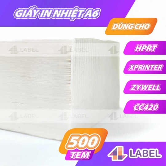 Giấy in đơn hàng TMDT A6 100x150 dạng tệp 500 tem loại dày đế 60gsm, nặng1100gram, loại mỏng đế 40gsm, nặng 900gram